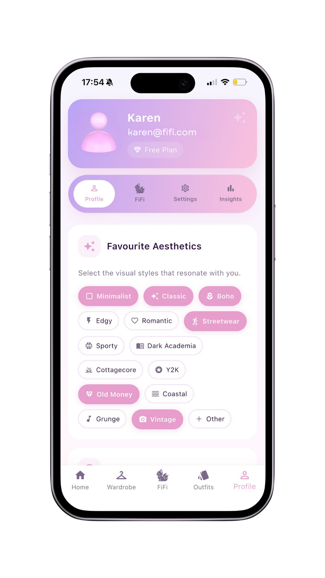 FiFi aesthetics screen